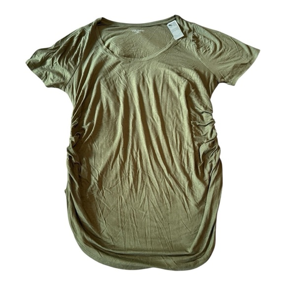 Lane Bryant Olive Military Green Fitted Side Ruched Tee Scoop Neck Size 18/20 - Picture 4 of 16
